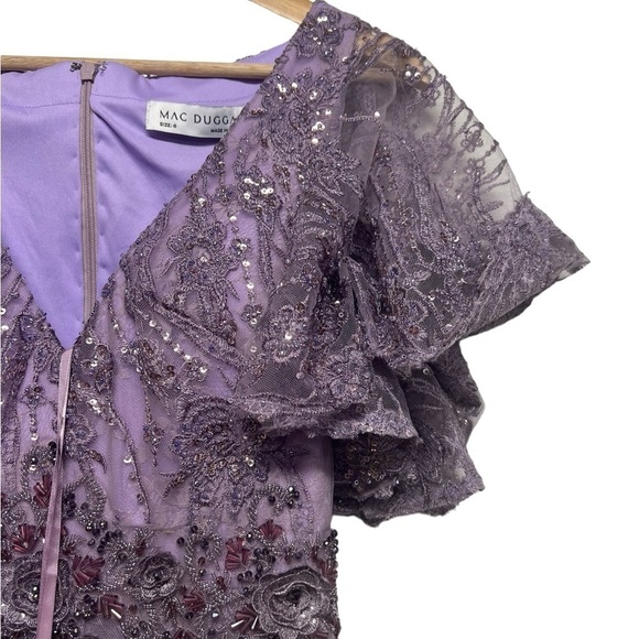 NWT MAC DUGGAL Vintage Flutter Sleeve Evening Gown Vintage Lilac 6 - Picture 8 of 12